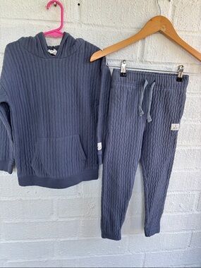 Cotton On Free & Roam Quilted Hoodie Jogger Set in Slate Blue sz 6/7